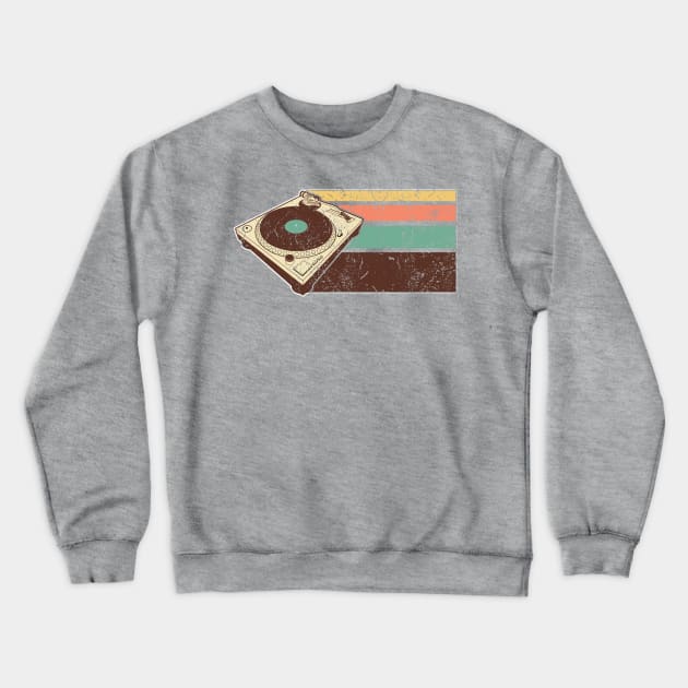 Vintage distressed DJ turntable Crewneck Sweatshirt by Styleuniversal